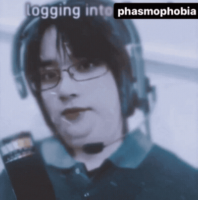 A Man Wearing Glasses And A Headset With The Words Logging Into Phasmophobia Written Below Him GIF