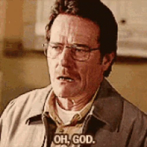 A Man Wearing Glasses And A Jacket Is Saying `` Oh , God . '' GIF