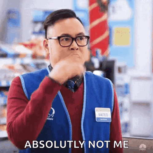 A Man Wearing Glasses And A Name Tag That Says Mateo GIF