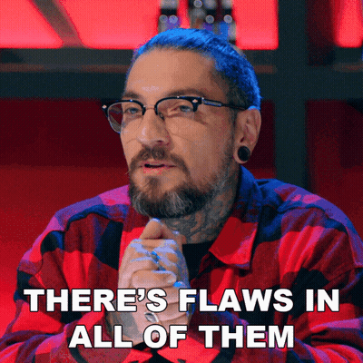 A Man Wearing Glasses And A Red Plaid Shirt Says There 'S Flaws In All Of Them GIF