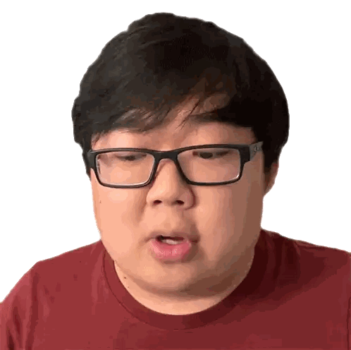 A Man Wearing Glasses And A Red Shirt Making A Face Sticker