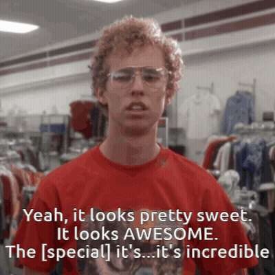 A Man Wearing Glasses And A Red Shirt Says Yeah It Looks Pretty Sweet GIF