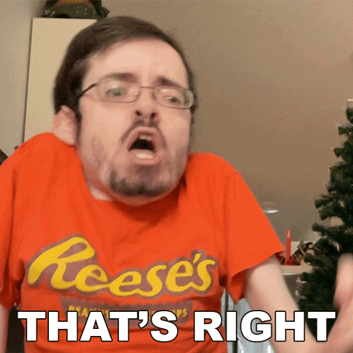 A Man Wearing Glasses And A Reese 'S T-Shirt Says That 'S Right GIF