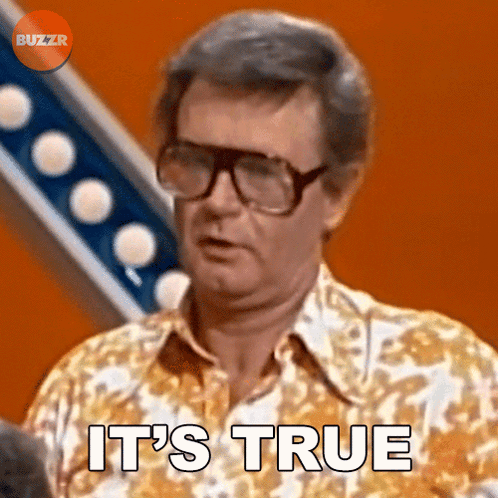 A Man Wearing Glasses And A Shirt Says It 'S True . GIF