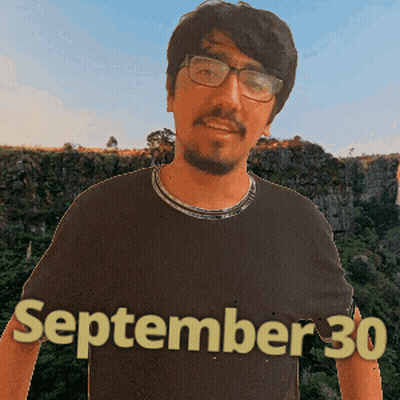 A Man Wearing Glasses And A Shirt That Says September 30 On It GIF