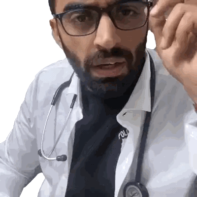A Man Wearing Glasses And A Stethoscope Has The Word Polo On His Shirt Sticker