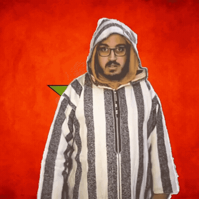 A Man Wearing Glasses And A Striped Jacket Has A Hood On GIF
