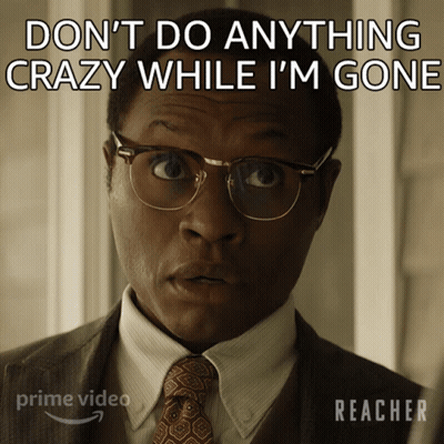 A Man Wearing Glasses And A Suit Says Do N't Do Anything Crazy While I 'M Gone GIF