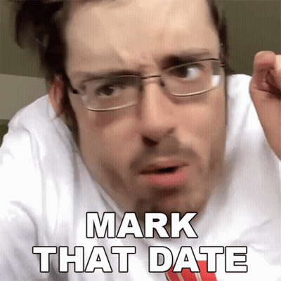 A Man Wearing Glasses And A Tie Says Mark That Date GIF