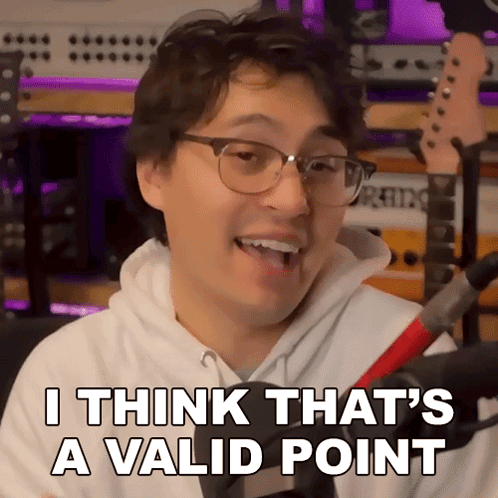 A Man Wearing Glasses And A White Hoodie Says I Think That 'S A Valid Point GIF