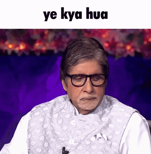 A Man Wearing Glasses And A White Vest With The Words Ye Kya Hua Written Above Him GIF