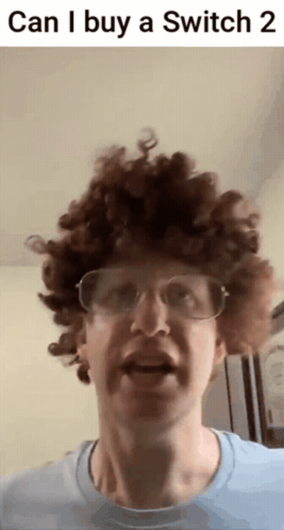 A Man Wearing Glasses And A Wig Says " Can I Buy A Switch " GIF