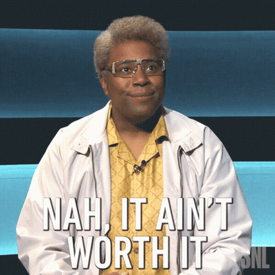 A Man Wearing Glasses And A Yellow Shirt Says Nah It Ain T Worth It GIF