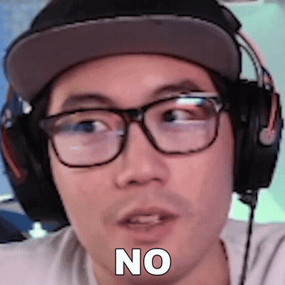 A Man Wearing Glasses And Headphones Has The Word No Written On His Face GIF