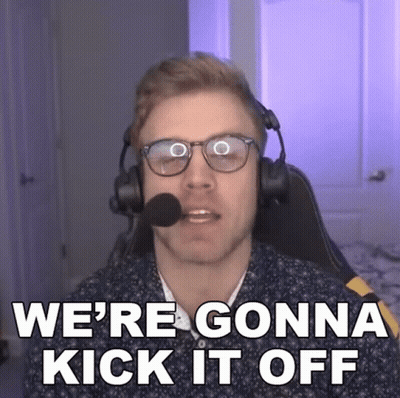 A Man Wearing Glasses And Headphones Is Saying We 'Re Gonna Kick It Off GIF