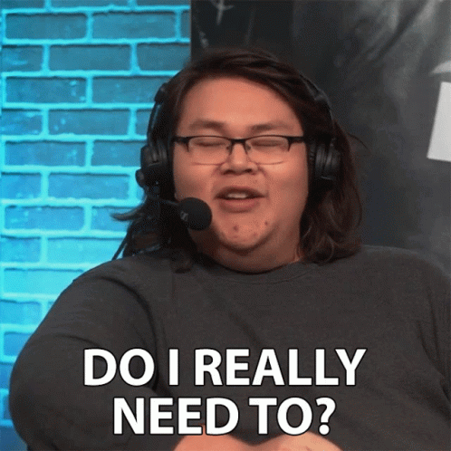 A Man Wearing Glasses And Headphones Says Do I Really Need To GIF