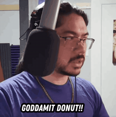 A Man Wearing Glasses And Headphones Says Goddamn Donut GIF