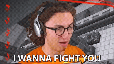 A Man Wearing Glasses And Headphones Says I Wanna Fight You GIF
