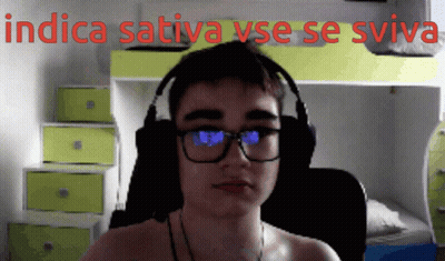 A Man Wearing Glasses And Headphones With The Words Indica Sativa Sve Se Sviva Written Above Him GIF