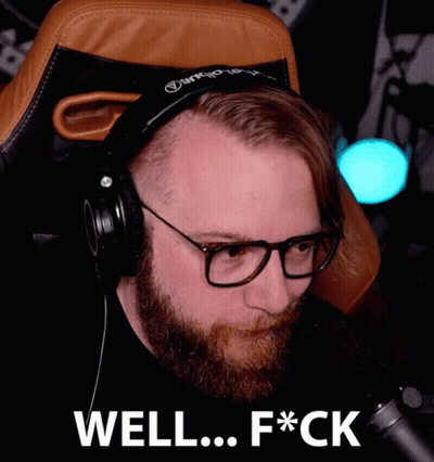 A Man Wearing Glasses And Headphones With The Words Well F * Ck Below Him GIF