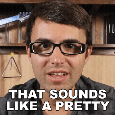 A Man Wearing Glasses Has The Words That Sounds Like A Pretty Above His Face GIF