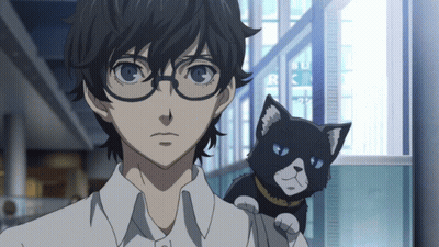 A Man Wearing Glasses Holds A Black Cat In His Arms GIF