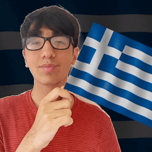 A Man Wearing Glasses Holds A Blue And White Flag GIF