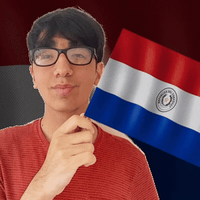 A Man Wearing Glasses Holds A Paraguay Flag GIF