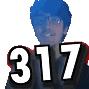 A Man Wearing Glasses Holds Up The Number 317 In Front Of His Face Sticker