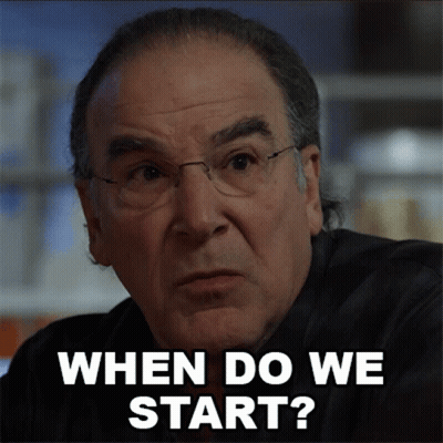 A Man Wearing Glasses Is Asking When Do We Start GIF