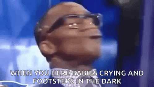 A Man Wearing Glasses Is Crying In The Dark . GIF