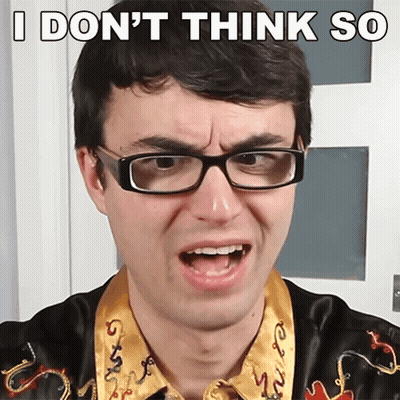 A Man Wearing Glasses Is Making A Funny Face With The Words I Don 'T Think So Above Him GIF