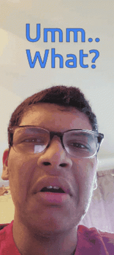 A Man Wearing Glasses Is Making A Funny Face With The Words Umm What Behind Him GIF