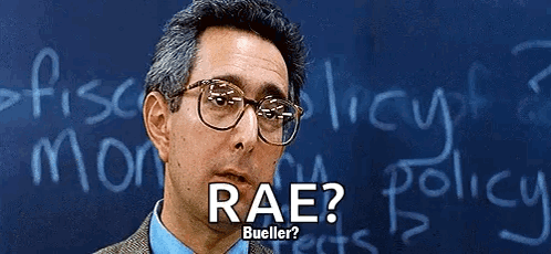 A Man Wearing Glasses Is Standing In Front Of A Chalkboard That Says " Rae " On It GIF