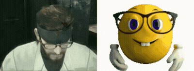 A Man Wearing Glasses Next To A Smiley Face With Glasses GIF