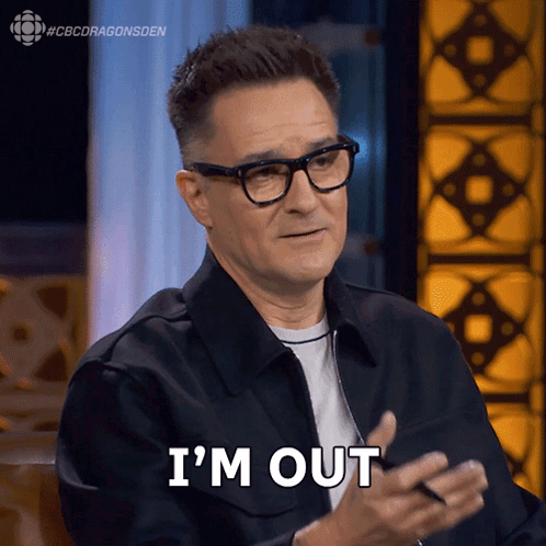 A Man Wearing Glasses Says " I 'M Out " While Clapping His Hands GIF