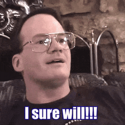 A Man Wearing Glasses Says " I Sure Will " GIF