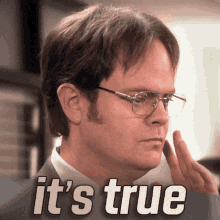 A Man Wearing Glasses Says It 'S True With His Finger On His Chin GIF