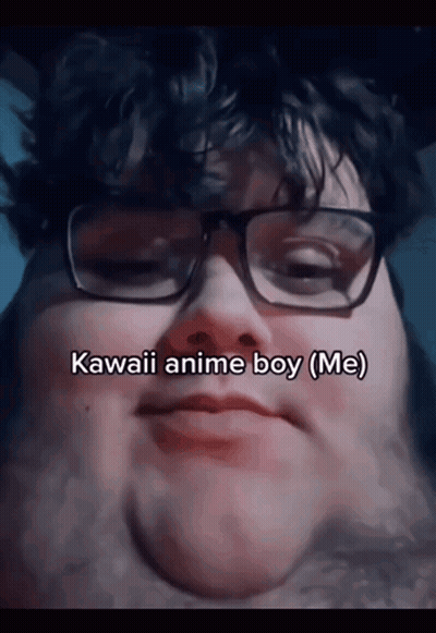 A Man Wearing Glasses Says " Kawaii Anime Boy ( Me ) " GIF
