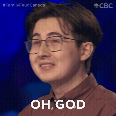 A Man Wearing Glasses Says Oh God In Front Of A Blue Background GIF