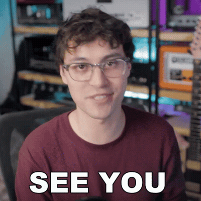 A Man Wearing Glasses Says See You In Front Of A Guitar GIF