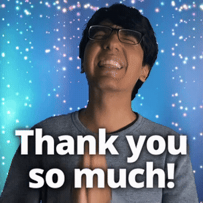 A Man Wearing Glasses Says Thank You So Much In Front Of A Blue Background GIF