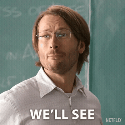 A Man Wearing Glasses Says We 'Ll See In Front Of A Green Board GIF