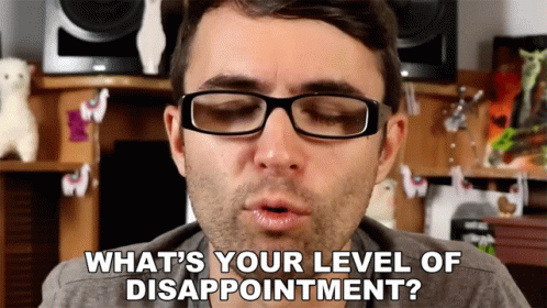 A Man Wearing Glasses Says " What 'S Your Level Of Disappointment ? " GIF
