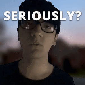 A Man Wearing Glasses With The Words Seriously Above Him GIF