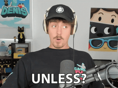 A Man Wearing Headphones And A Black Shirt Says Unless GIF