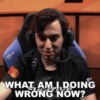A Man Wearing Headphones And A Black Shirt Says " What Am I Doing Wrong Now " GIF
