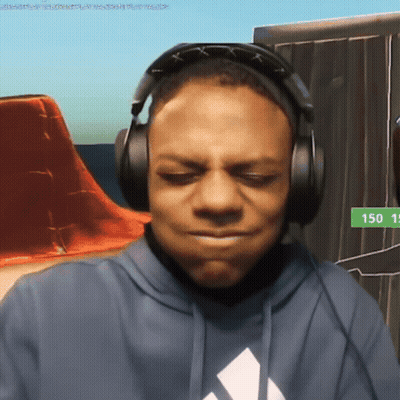 A Man Wearing Headphones And A Blue Hoodie With The Number 150 On The Bottom Right GIF
