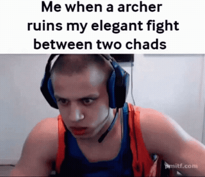 A Man Wearing Headphones And A Blue Tank Top Is Sitting In Front Of A Computer . GIF