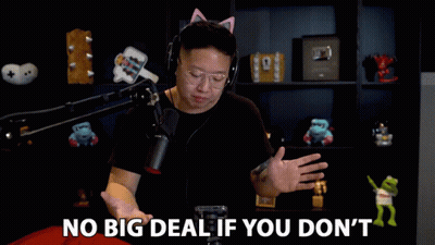 A Man Wearing Headphones And A Cat Ear Headband Says No Big Deal If You Don 'T GIF